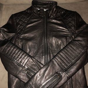 100% DKNY Leather Moto Jacket